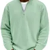 2026 Amazon Nuevo Otoño Camisas Casuales para Hombre Cuello Alto Cremallera Pana Manga Larga Camisa Polo para Hombre