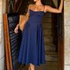 Comercio Exterior vestido sexy Spice Girls Vestido sexy de tirantes con cuello en V para mujer Vestido midi adelgazante de cintura sin espalda para mujer
