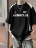 Camiseta de manga corta para hombre, verano, nueva, estilo americano, alta calle, marca de moda, contraste, manga raglán, holgada, camiseta de media manga, ropa para hombre
