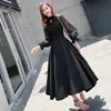Vestido de Noche Negro Estilo Nuevo 2026 con Cuello Alto y Mangas Transparentes, Adecuado para Banquetes Diarios de Sociales, con un Toque de Alta Gama y Lujo, Se Puede Usar en la Vida Cotidiana