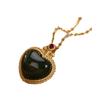 Jade Hetian natural plata esterlina S925 Jade elegante personalidad colgante para mujer en forma de corazón juego de cadena temperamento clásico moda nacional
