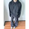 Sudadera con capucha y botones casual para hombre y mujer en Otoño e Invierno Estilo Relajado Retro Americano Cleanfit Sudadera Casual Holgada