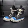 Zapatillas de Lona Estilo Europeo y Americano para Primavera y Otoño, Piel de Guangzhou para Hombre, Caña Alta, con Cremallera, Suela Gruesa, con Cordones, Punta Redonda, Tallas Grandes, Exportación