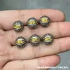 Cuentas de barril finamente elaboradas en cobre puro con incrustaciones, cuentas espaciadoras, motivos de león y danza del león, pulseras, collares y colgantes hechos a mano para DIY