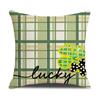Calle. Cojín Decorativo para Sofá del Día de San Patricio, Funda de Cojín con Estampado de Cuadros Simple y Versátil, Cojín para Cabecera de Poliéster