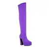 Botas de Mujer de Talla 34-45, de Punta, Tacón Súper Alto, Hasta la Rodilla, con Plataforma Impermeable, Tacón Grueso, de Ponerse, Gamuza, Versátiles para Otoño e Invierno