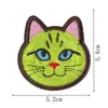 Patches bordados coloridos de cabeça de gato com fundo redondo, 9 estilos de patches de gato de desenho animado para aplicar com ferro, patches adesivos para reparar furos em roupas