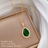 [Acero de titanio] Collar elegante y lujoso con diseño de gota de agua y diamantes de imitación para mujer, cadena de clavícula que combina con todo.