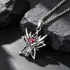 Vintage Moda Vermelho Gemstone Preto Onyx Pingente Personalidade Agressivo Titânio Aço Colar Masculino SP454