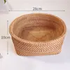 Cesta de frutas, cesta de armazenamento trançada de rattan vietnamita, bandeja de doces, prato de frutas redondo para a sala de estar, fruteira grande para uso doméstico, cesta para pães cozidos no vapor, prato de frutas secas