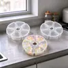 Caja de Plástico Transparente Redonda de 6 Compartimentos para Empaque de Uñas Postizas y Cuentas de Aretes, Organizador de Cuentas para Joyería, Caja de Almacenamiento para Piezas de Anzuelos