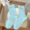 Calcetines de encaje Double Luo Kou para mujer, de algodón, enrollables, de tubo medio, con tiras ajustables, transpirables, Miu Wind Piled Socks