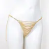 Acessórios Europeus e Americanos Cheios de Strass Corrente Corporal para Mulheres Boate Praia Tanga Sexy com Franjas Corrente de Tanga para Lingerie
