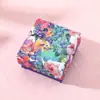 Caixa de Joias Rígida 5X5X3cm Flor de Aquarela Unicórnio, Caixa de Presente Especial para Anéis e Brincos, Bolsa de Veludo de Alta Qualidade