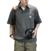 Camisa Polo Casual Americana de Nuevo Estilo Verano 2025 Talla Grande Holgada Casual Versátil Cuello Solapa Top Camiseta de Manga Corta para Hombre