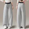 Pantalones de pierna ancha ajustados para mujer para primavera y otoño 2026, estilo nuevo, pantalones rectos casuales drapeados para figuras petite, pantalones de chándal deportivos con cordón
