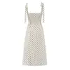 Vestido Slim Sexy com Estampa de Bolinhas Retro Francês, Fenda Lateral e Cadarço 2026 Nova Chegada de Verão