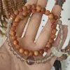 Pulsera de Doble Círculo de Ciprés de Acantilado Envejecido Taihang con Ciprés de Acantilado de Aceite Rojo y Pulsera de Doble Círculo de Anillo Blanco, Pulsera de Estilo Nacional Nuevo Estilo Chino