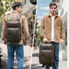 Mochila de Cuero Genuino de Moda para Hombre, Mochila de Cuero de Vaca para Computadora, Mochila de Viaje al Aire Libre para Ocio, Mochila Portátil para Exteriores para Hombre