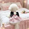 Vestido Princesa Rosa com Bolinhas Camélia Laço nas Costas para Cachorro Bichon Teddy Renda