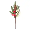 Accesorios y Adornos de Navidad: Agujas de Pino Artificiales, Hojas Doradas, Bayas Rojas, Ramas Florales, Ramos de Decoración Navideña
