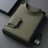 Nuevo Suéter Delgado de Seda de Morera + Lana de Oveja de Cuello Alto Largo para Hombre Camiseta Interior de Punto para Hombre Lana t