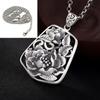 Colgante de suéter para mujer S990 de plata pura con peonía hueca, plata esterlina, plata tailandesa, estilo étnico antiguo