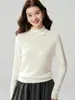 Nuevo suéter de cachemir 100% puro con cuello polo para otoño e invierno para mujer, versátil y rejuvenecedor, top de punto pullover, capa base de color liso