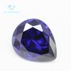 Venta al por mayor de fábrica 5A circón azul tanzanita en bruto en forma de pera sintético en forma de lágrima azul tanzanita anillo incrustado con zafiro