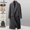 Ropa de Abrigo de Lana de Doble Cara con Tres Botones para Hombre Nueva Chaqueta Cortavientos Larga Casual de Lana con Cuello de Traje de Invierno