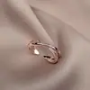 Anel de Comida Cruz Dourado Rosa Zircônia Simples Feminino Tendência Fashion Personalizado Leve Luxo Versátil Aberto Ajustável