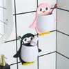 Suporte de Armazenamento de Pinguim Desenho Animado Organizador de Ferramentas de Maquiagem Quarto de Dormir Banheiro Armazenamento de Escova de Dentes Lado da Cama Montado na Parede para Celular