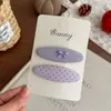 Presilha de Cabelo Oval com Laço de Tecido e Bolinhas Simples para Menina Estilo Fresco Acessório para Franja Infantil Presilha de Cabelo