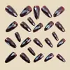 Unhas Moda Europeia e Americana Formato de Diamante Marrom Bico Redondo Amêndoa, Unhas Destacáveis Usáveis Simples e Estilosas