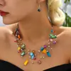 Colar e brincos femininos de temperamento multicamadas mistos com concha de cristal de moda transfronteiriça Europa e Estados Unidos (terno)