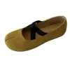 Zapatos de ballet retro con tiras cruzadas, estilo Mary Jane, zapatos planos poco profundos para mujer con suela blanda de 3 cm, con aumento interno de altura y punta redonda