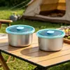 Caja de Almacenamiento de Alimentos de Acero Inoxidable con Tapa, Caja para Preparar, Almacenamiento en Refrigerador y Congelador, Contenedor Sellado, Bandeja para Guarniciones de Hot Pot, Lonchera, Caja para Picnic