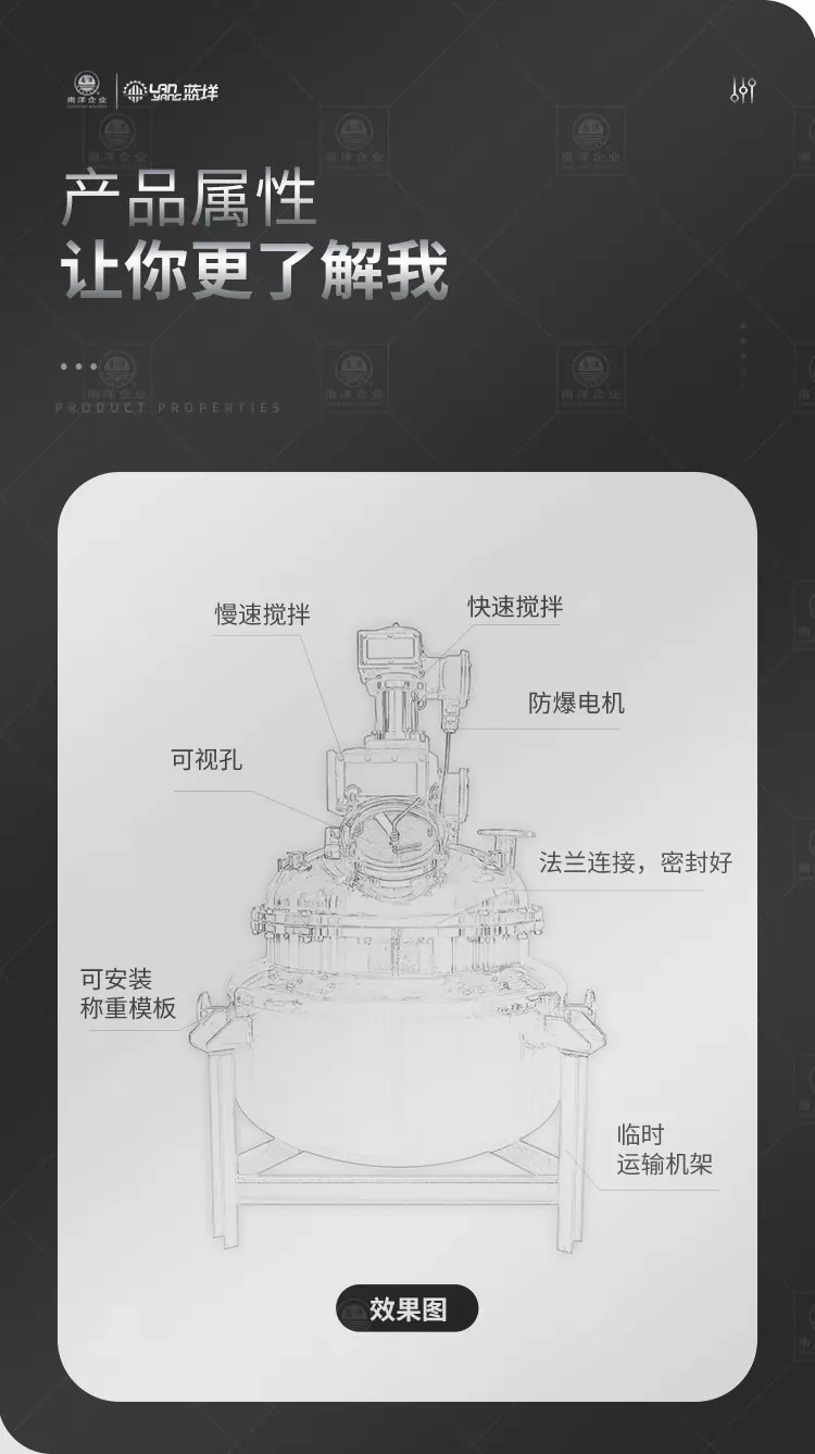 南洋反应釜&mdash;&mdash;内外双搅拌、蒸汽、密闭