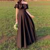 Vestido de Noche Negro Vestido Banquete Elegante Hombros Descubiertos Adelgazante Vestido Largo Reunión Anual Alta Gama Lujo Ligero Nicho vestido Reunión Anual