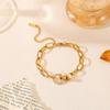 Pulsera de Diamantes de Lujo Ligero Simple de Estilo Europeo y Americano Transfronterizo para Mujer, Oro de 18k, Diseño Nicho, Personalizada, Acero de Titanio Color Inalterable