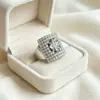 Anillo ancho de circón con incrustaciones de diamantes de imitación de 5 quilates, anillo abierto de lujo, joyería transfronteriza de diamantes completos