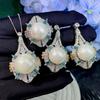 Collar Colgante de Perla Blanca Australiana Estilo Diosa Retro Artístico Anillo de Fritillaria Artificial Traje Bajo Perfil y Noble para Mujer