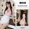 Uniforme de Enfermera Sexy Rojo y Puro Deseo Ultra Corto con Cordones Cuello Alto Hueco Lencería Erótica Cos Role Play 1356