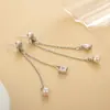 Aretes Largos de Borla de Plata Esterlina S925 Aretes de Moda Coreana Aretes de Celebridad de Internet 2021 Nueva Tendencia Incrustación de Zircón