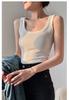 Regata Térmica de Lã Escovada com Decote Quadrado para Outono e Inverno para Mulheres, Roupa Exterior Slim-Fit, Camisole Slim com Ombros Largos, Camiseta de Camada Base