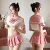 Suoqing uniforme sexy de estudiante jk traje camisa transparente sexy falda a cuadros fabricantes de ropa interior de comercio exterior al por mayor