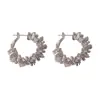 Pendientes Metálicos con Contorno Incrustado de Diamantes Exagerados Personalizados Transfronterizos, Pendientes de Estilo Femenino, Moderno, Sencillo, Único y Genial al por Mayor
