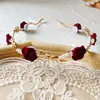 Diadema de Flor de Rosa Romántica Francesa Transfronteriza Amazon Elegante Diadema Dorada Adorno para el Cabello de Hada