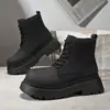 Botas Martin retro de estilo británico con suela gruesa para hombre, nuevas botas tobilleras de motocicleta de suela gruesa con cordones, botas de trabajo