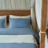 Set de Algodón de Cuatro Piezas Rayado Azul Denim de Gama Alta para Todas las Estaciones Funda de Edredón de Algodón Puro Sábanas Ropa de Cama Doble para B&B